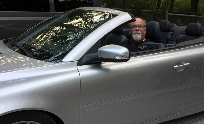 Michael in his convertible